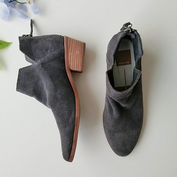 Dolce Vita Shoes - Dolce Vita Perforated Suede Block Ankle Booties